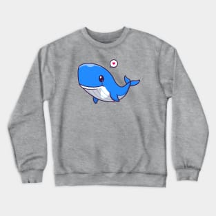 Cute Whale Swimming Cartoon Crewneck Sweatshirt